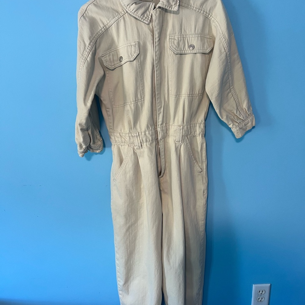 We The Free Beige Utility Jumpsuit